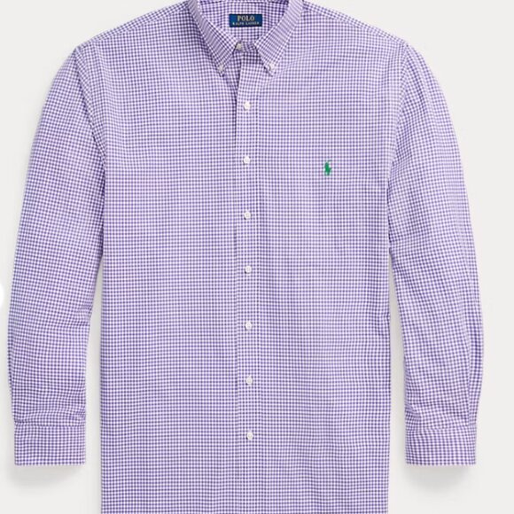 Gingham Poplin Shirt . Lavender/White - Picture 2 of 6